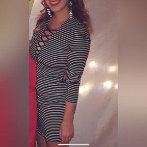 Express Striped Long Sleeve Dress
